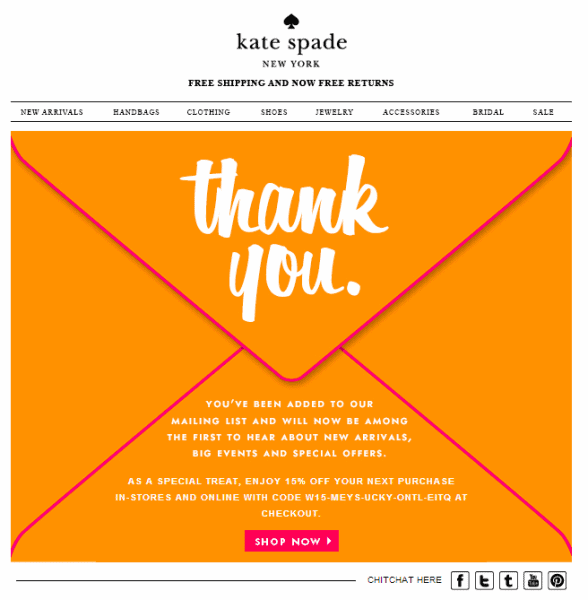 kate spade welcome email