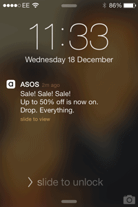 asos sale notification