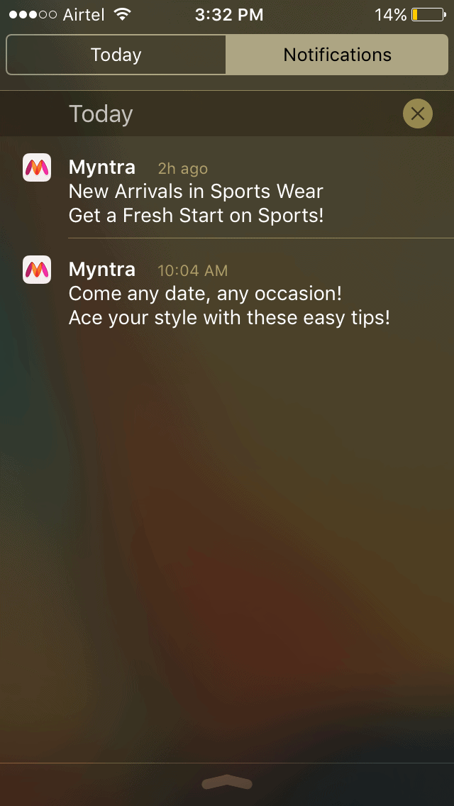 myntra notification