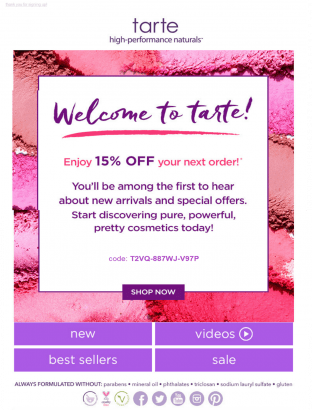 tarte-welcome-email